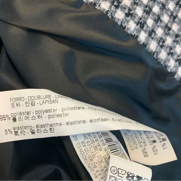 𝅺ZARA tweed plaid check black white bell sleeve jacket Sz M - Picture 12 of 15